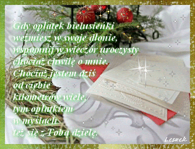 Błyszcząca kartka z opłatkami wigilijnymi